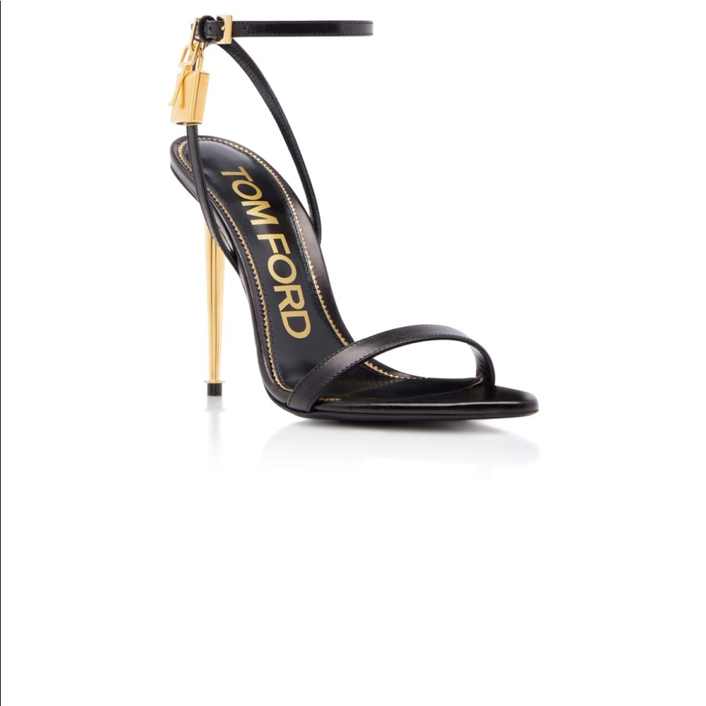 TOM FORD SHINY LEATHER PADLOCK POINTY NAKED SANDAL (new)